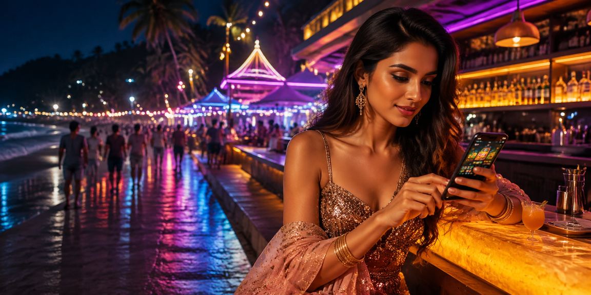 Player registering on mobile device with casino background in Goa