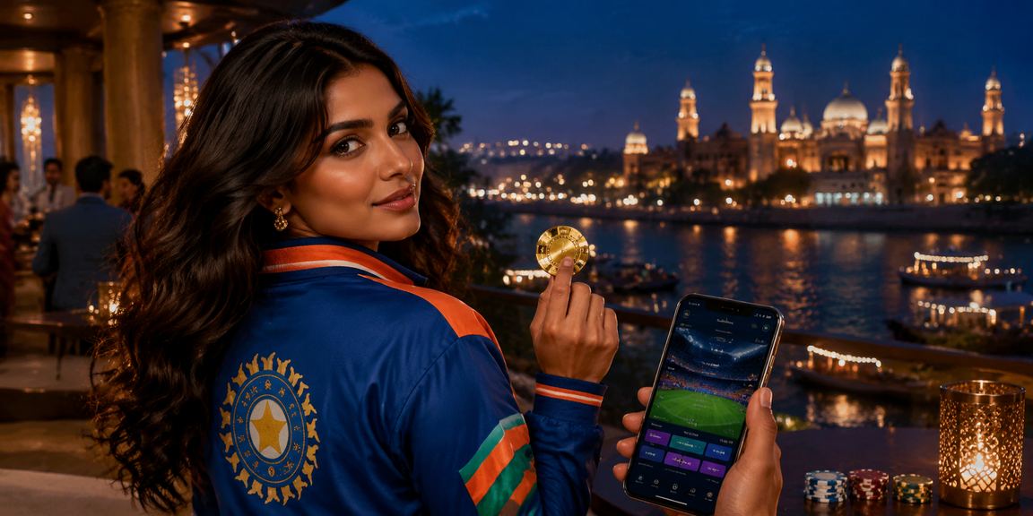 Cricket betting scene in India with players celebrating